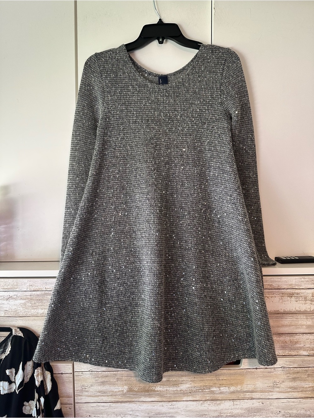 Grey Sparkle Knit A-Line Dress